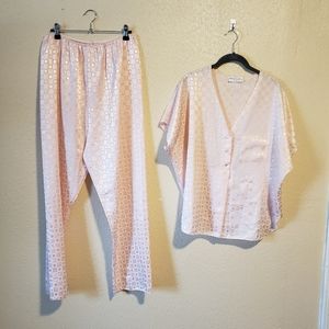Vintage 80's Cinema Etoile‎ Satin Pajama Set Size Large